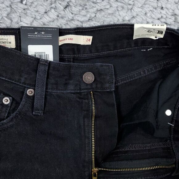 Levi's Premium Baggy Dad Black Loose Relaxed Size 24 x 30 Distressed Y2K - Picture 5 of 11